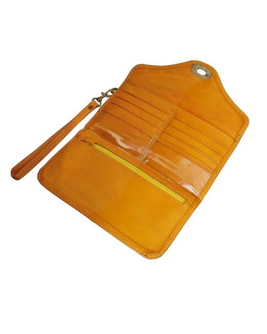 Berber Leather Orange Leather Tri-Fold Purse
