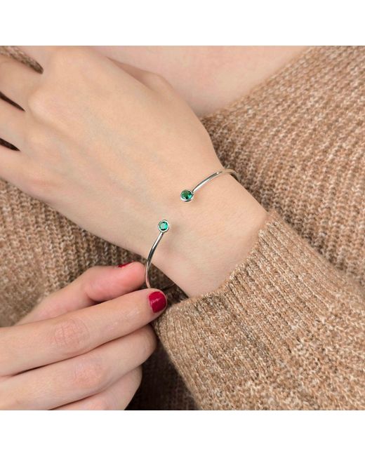 Harfi Metallic Dainty Emerald May Birthstone Sterling Bangle
