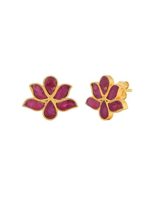 Opium Jewels Red Water Lotus Studs
