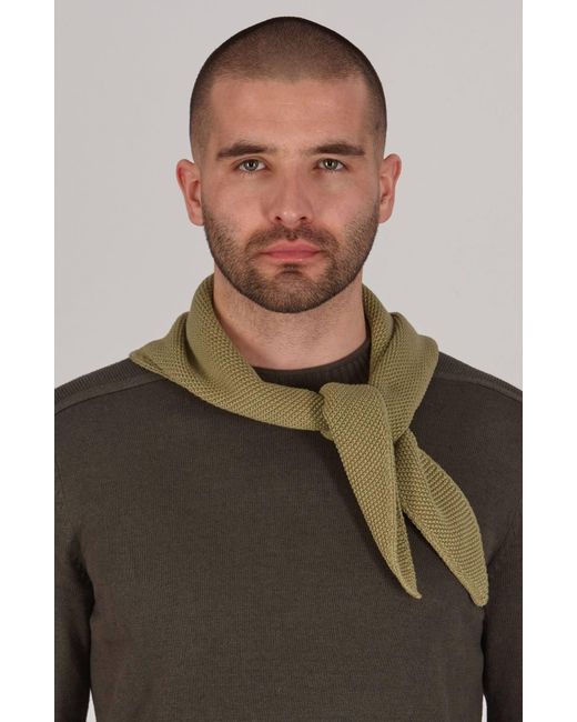 Paul James Knitwear Green Cotton Beault Textured Triangle Scarf