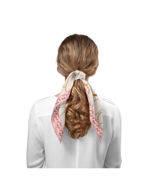 Le Parmentier Pink Heritage Chain And Pearls Silk Bandana