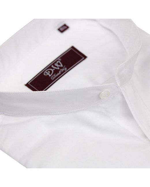 DAVID WEJ White Mandarin Button Cuff Poplin Shirt for men