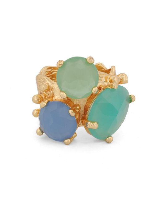 Ebru Jewelry Blue Aqua Chalcedony Goddess Adjustable Ring