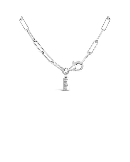 Lutiro Metallic Paperclip Chain With Colored Stone Emerald