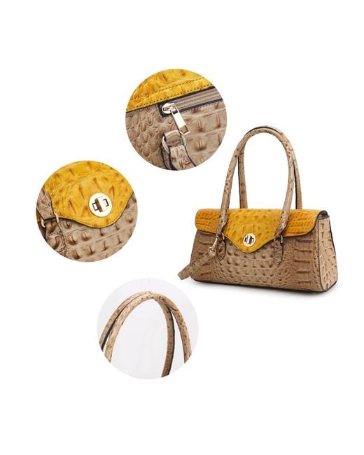 Mkf Collection - J'omor Metallic Liviana Croc-Embossed Elongated Shoulder Bag