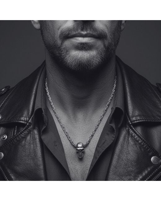 Tg-Jewellery by Tamara Gervasio Metallic Sterling Skull Pendant Necklace – Oneself Japanese Symbol Engraving for men