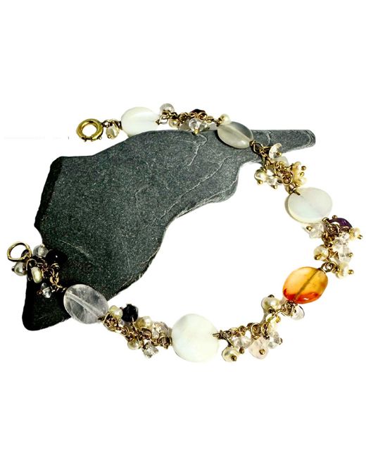 Tg-Jewellery by Tamara Gervasio Metallic Pearls And Multicolour Gemstones Bracelet One Of A Kind
