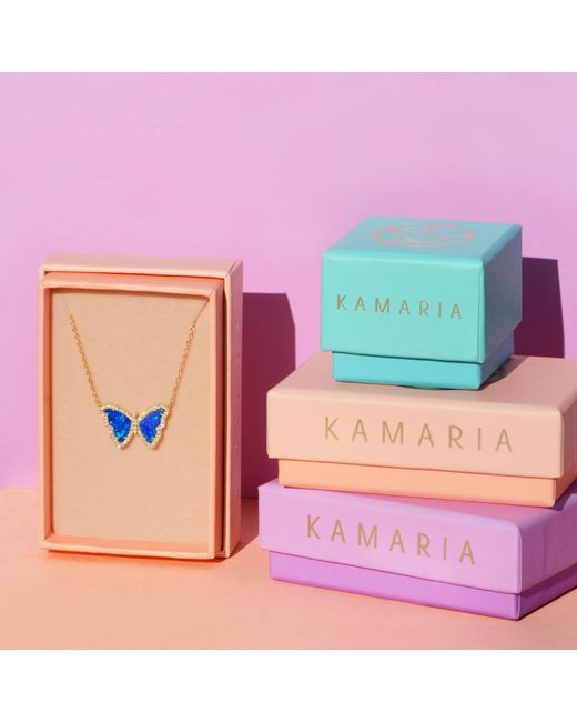 KAMARIA Blue Opal Butterfly Necklace With Crystals