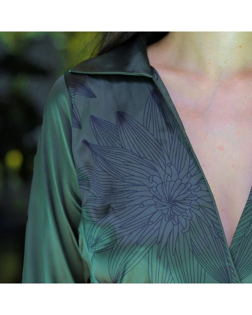 Celeste Mendis Green Nymphea Silk-Blend Mini Dress