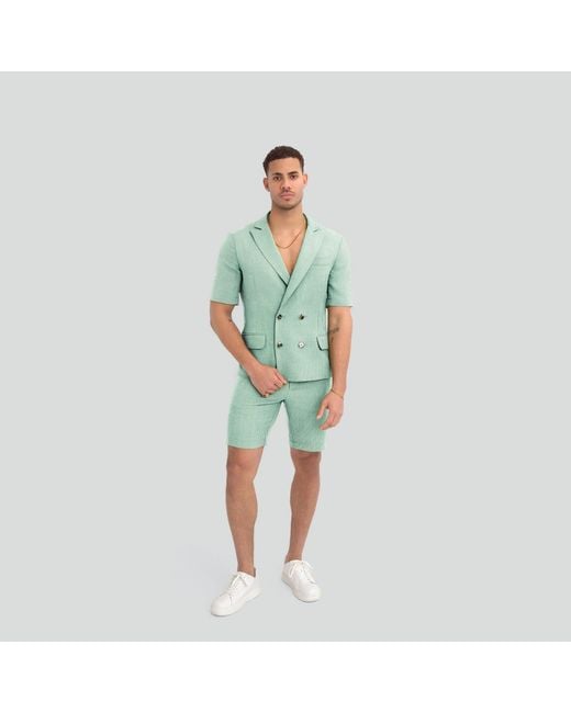 Maui X Lolita Green Gio Seersucker Tailored Short Set for men