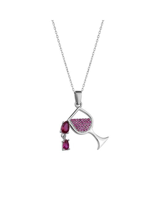 Spero London Metallic Wine Glass Sterling Necklace