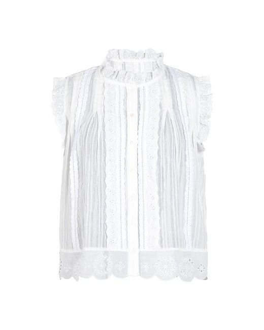 Rose & Nancy White Jean Ivory Cotton Lace Trim Pretty Swing Top