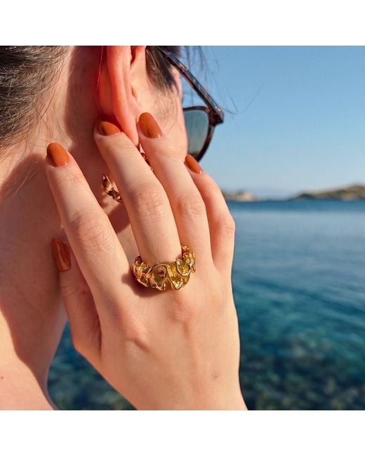 LINYA JEWELLERY Metallic Alveo Amorphous Textured & Plated Ring