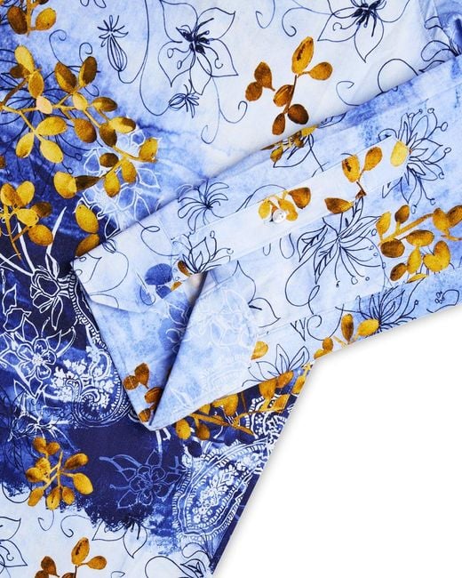 Blake Mill Blue Japanese Flowers Shirt for men