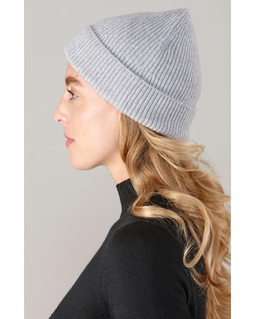 Paul James Knitwear Gray Lightweight Merino Cashmere Beaulinee Beanie