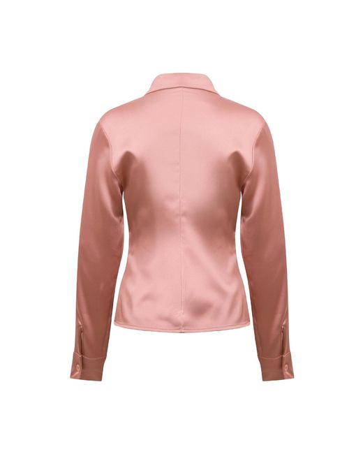 Maan Istanbul Pink Slim Fit Satin Dusty Rose Shirt
