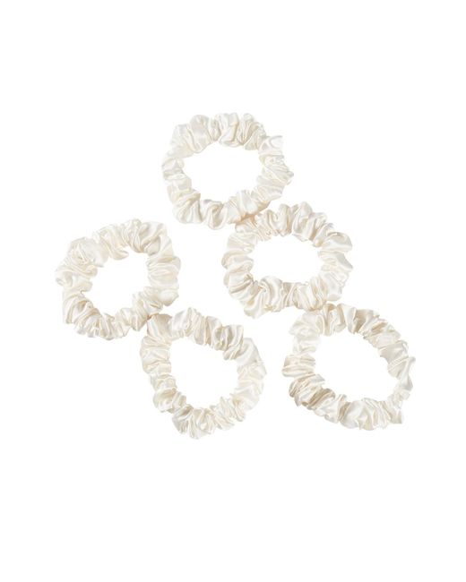 Soft Strokes Silk Metallic Pure Mulberry Silk Mini Scrunchie Set Of Five