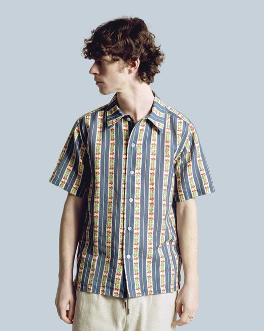 Far Afield Blue Busey Bay Stripe Shirt for men