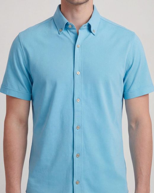 Lords of Harlech Blue Todd Knit Shirt for men