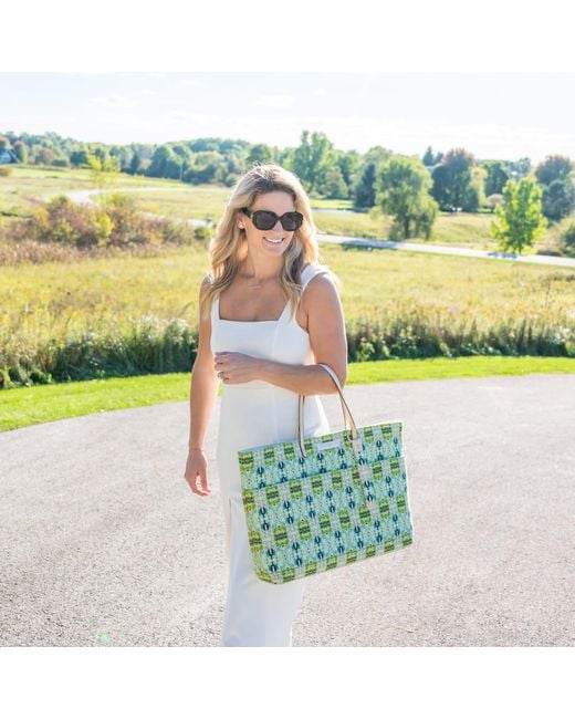 Evelyn & Kate Green Blackberry Classic Canvas Tote With Leather Straps