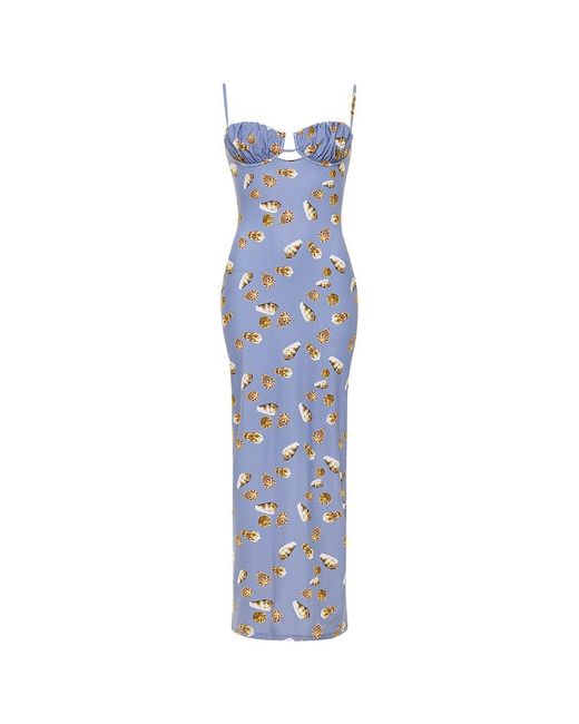 Montce Blue Shell Petal Long Slip Dress