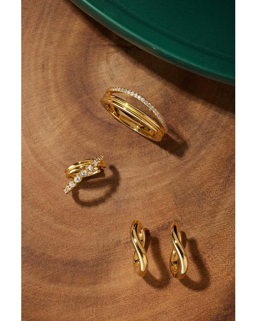 Vanhi Metallic Nori Twisted Hoop Earrings