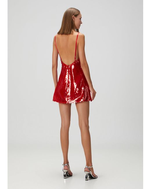 Pcfg Red Sequin Cross Strap Mini Dress