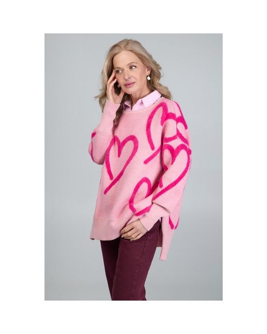 Saachi Pink Whimsical Heart Sweater