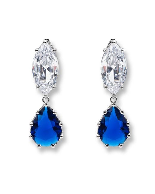 Michael Nash Jewelry Blue Nicole Marquise And Sapphire Pear Shape Diamond Cubic Zirconium Clip On Earrings