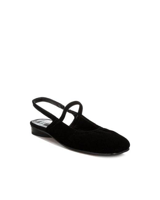 Rag & Co Black Bounzi Soft Suede Leather Slingback Sandals