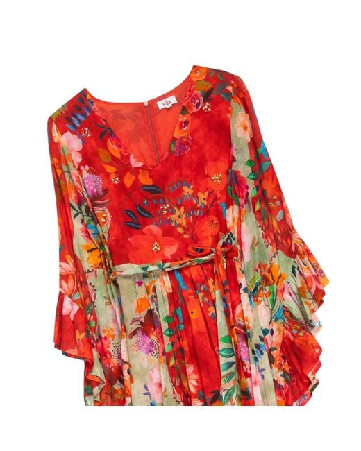 Niza Red Cora Long Sleeve Dress