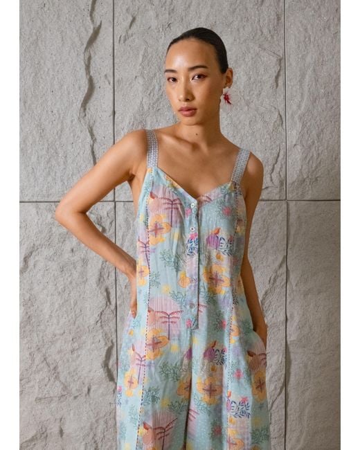 Maison Qala Blue Amara Wide Leg Jumpsuit