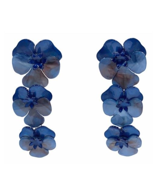 Michael Nash Jewelry Blue Meadow Cobalt Triple Drop Floral Earrings