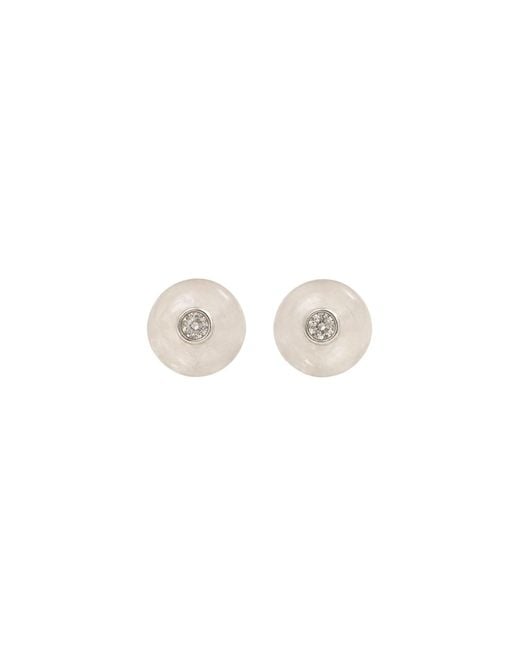 Lily Flo Jewellery White Neutrals Moonstone Diamond Stud Earrings