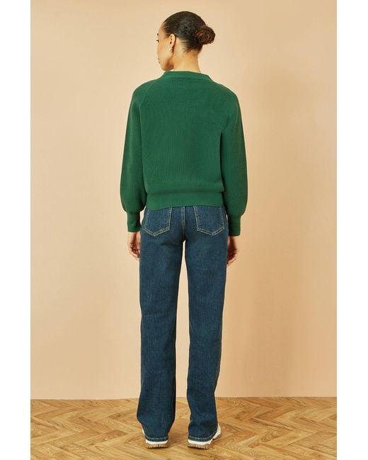 Yumi' Green Relaxed Fit Cardigan With Stitch Detail