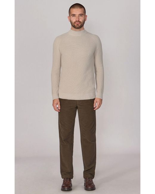 Paul James Knitwear Gray Midweight Cotton Byrne Ribbed Mock Turtle Neck Jumper for men