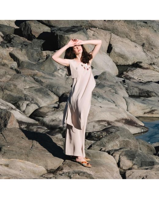 Mirimalist Natural Sand One Shoulder Top Ecru