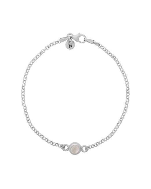 Nellou Jewellery Metallic Moonstone Birthstone Gem Dot Bracelet Sterling