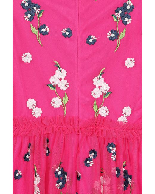 Frock and Frill Pink Rydia Floral Embroidered Maxi Dress