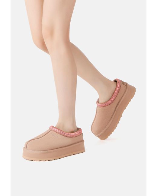 EverAu Australia Pink Wonga Leather Slippers