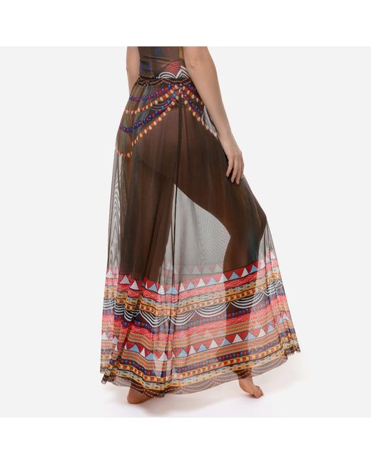 Rodasoleil Smart Swimwear Brown Tan-Through Mesh Lightweight Beach Skirt Africa