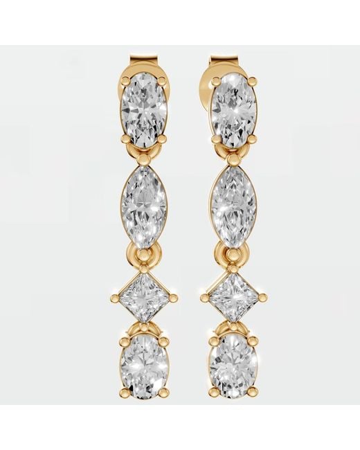 Aya Fine Jewelry Metallic 1.31 Ct Multi Shape Lab Diamond Drop Dangle Earrings