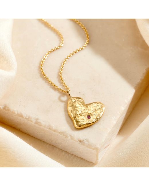 Posh Totty Designs Metallic Ruby Birthstone Chunky Heart Necklace