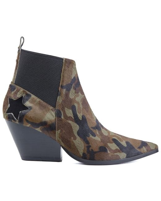 Rosamund Muir London Brown Felixa Camouflage Calf Hair With Star Ankle Boots