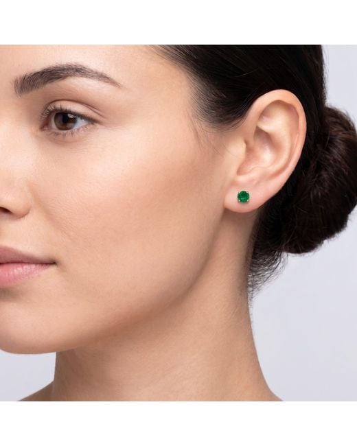 Spero London Green 9Ct Solid Emerald Stud Earrings