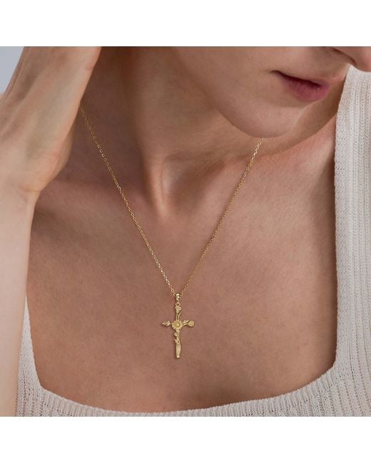Vanimy Metallic Floral Cross April Daisy Birth Flower Necklace