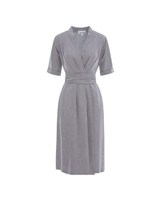Couture De Marie Women's Gray Isabella Pearl Cotton Wrap Dress