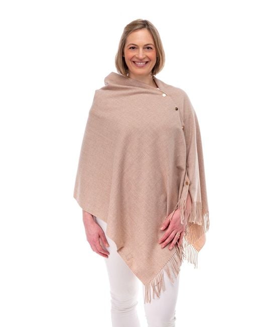 Franchetti Bond Natural Neutrals Gisella Light Mocha Button Poncho