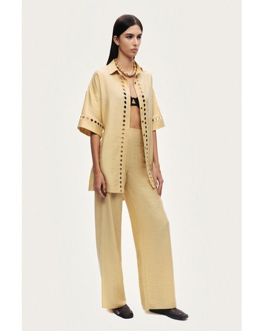 Nocturne Yellow Belted Eyelet Detail Short-Sleeve Jacket