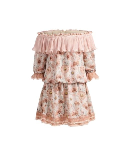 GLAM ON YOU Pink Floriana Dress Short